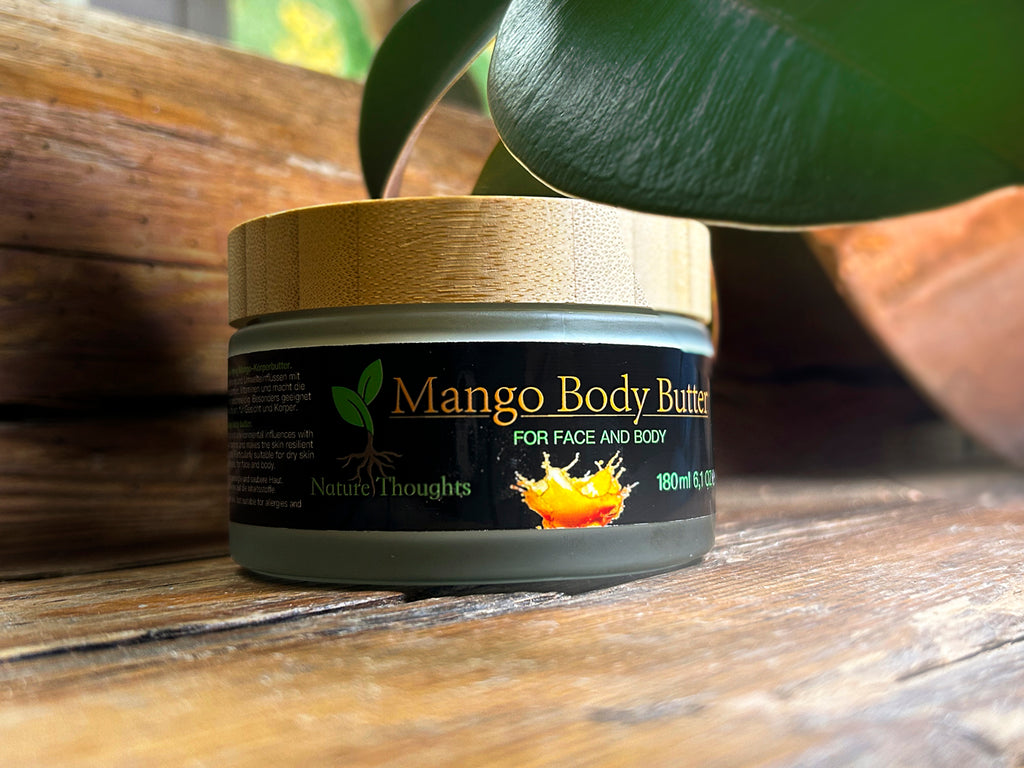 Bei trockener und strapazierter Haut, täglich auftragen und Wohlfühlen. Anti-Aging Mango Body Butter Creme. 